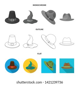Vector design of hat and cap symbol. Set of hat and model stock symbol for web.