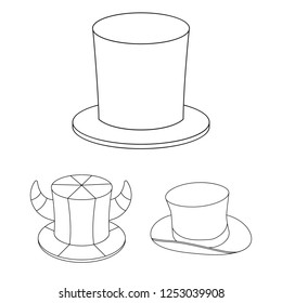 Vector design of hat and derby icon. Set of hat and bonnet stock symbol for web.