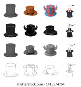 Vector design of hat and derby logo. Collection of hat and bonnet stock vector illustration.