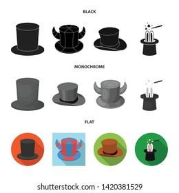 Vector design of hat and derby symbol. Collection of hat and bonnet vector icon for stock.