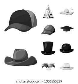 Vector design of hat and helmet logo. Collection of hat and profession stock vector illustration.