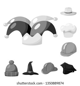 Vector design of hat and helmet sign. Collection of hat and profession vector icon for stock.