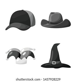 Vector design of hat and helmet symbol. Collection of hat and profession vector icon for stock.