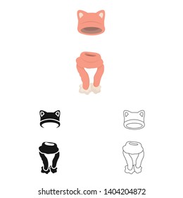 Vector design of hat and knitted sign. Set of hat and kids  vector icon for stock.