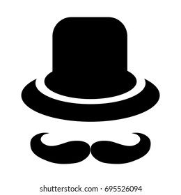 Vector design of a hat and mustache as male icon in black and white