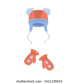 Vector design of hat  and pompom icon. Collection of hat  and kids   stock vector illustration.