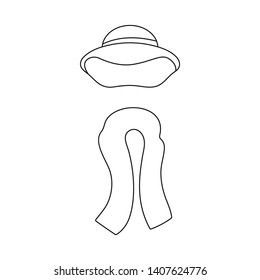 Vector design of hat and scarf icon. Set of hat and stylish vector icon for stock.