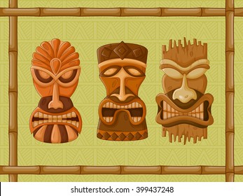 Cartoon Tiki Totems Vector Clip Art Stock Vector (Royalty Free ...