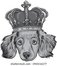 vector design of head Dog king in white background