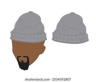 vector design of a headgear accessory made of cloth or fur which is usually called a beanie which is worn by men and women in cold weather