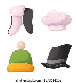 Vector design of headgear and cap icon. Set of headgear and accessory stock vector illustration.