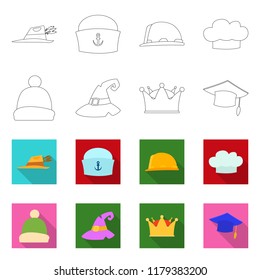 Vector design of headgear and cap icon. Set of headgear and accessory stock symbol for web.