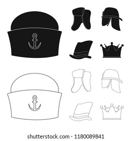 Vector design of headgear and cap icon. Collection of headgear and accessory vector icon for stock.