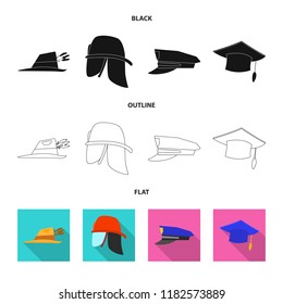 Vector design of headgear and cap icon. Set of headgear and accessory stock symbol for web.