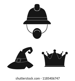 Vector design of headgear and cap icon. Collection of headgear and accessory stock vector illustration.