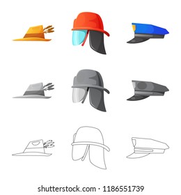 Vector design of headgear and cap icon. Set of headgear and accessory stock symbol for web.