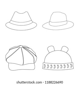 Vector design of headgear and cap icon. Set of headgear and accessory vector icon for stock.