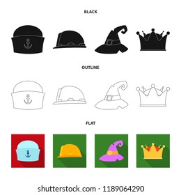 Vector design of headgear and cap icon. Collection of headgear and accessory stock vector illustration.