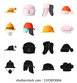 Vector design of headgear and cap icon. Collection of headgear and accessory stock symbol for web.