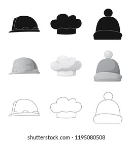 Vector design of headgear and cap icon. Set of headgear and accessory stock symbol for web.