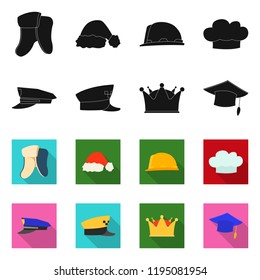 Vector design of headgear and cap icon. Set of headgear and accessory stock vector illustration.