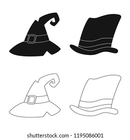 Vector design of headgear and cap icon. Collection of headgear and accessory stock symbol for web.