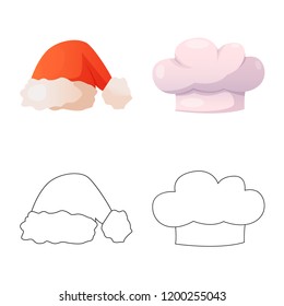 Vector design of headgear and cap icon. Collection of headgear and accessory stock symbol for web.