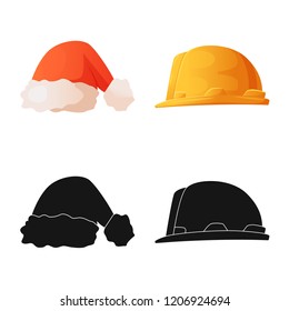 Vector design of headgear and cap icon. Collection of headgear and headwear vector icon for stock.