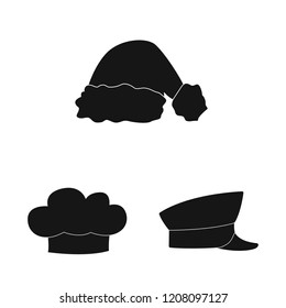 Vector design of headgear and cap icon. Set of headgear and headwear vector icon for stock.