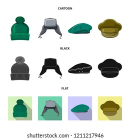 Vector design of headgear and cap icon. Set of headgear and accessory stock symbol for web.