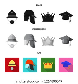 Vector design of headgear and cap icon. Set of headgear and accessory stock symbol for web.