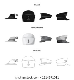 Vector design of headgear and cap icon. Collection of headgear and accessory stock vector illustration.