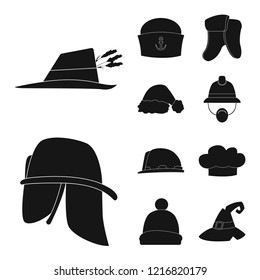 Vector design of headgear and cap icon. Set of headgear and accessory stock vector illustration.