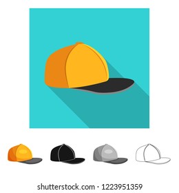 Vector design of headgear and cap icon. Collection of headgear and accessory stock symbol for web.