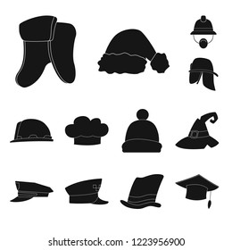 Vector design of headgear and cap icon. Collection of headgear and accessory stock symbol for web.