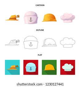 Vector design of headgear and cap icon. Set of headgear and accessory vector icon for stock.