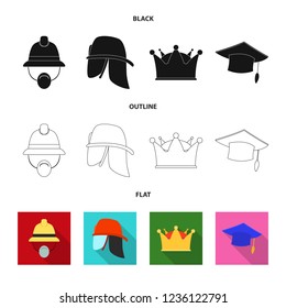 Vector design of headgear and cap icon. Set of headgear and headwear vector icon for stock.