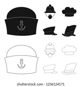 Vector design of headgear and cap icon. Set of headgear and headwear stock symbol for web.