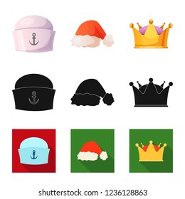 Vector design of headgear and cap icon. Set of headgear and headwear stock symbol for web.