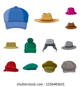 Vector design of headgear and cap icon. Set of headgear and accessory stock symbol for web.