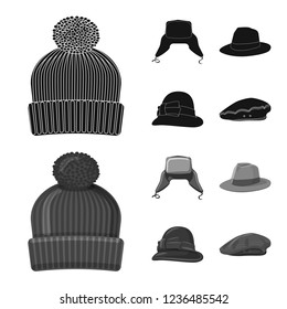 Vector design of headgear and cap icon. Set of headgear and accessory stock symbol for web.