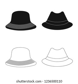 Vector design of headgear and cap icon. Set of headgear and accessory stock symbol for web.