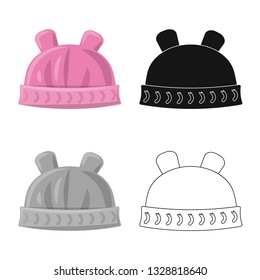 Vector design of headgear and cap icon. Set of headgear and accessory vector icon for stock.