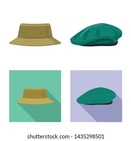 Vector design of headgear and cap icon. Collection of headgear and accessory stock symbol for web.