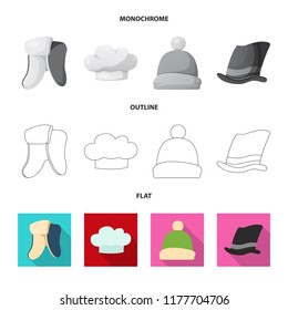Vector design of headgear and cap logo. Set of headgear and accessory stock symbol for web.
