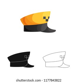 Vector design of headgear and cap logo. Set of headgear and accessory stock symbol for web.