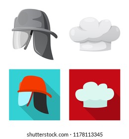 Vector design of headgear and cap logo. Collection of headgear and accessory vector icon for stock.