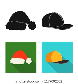 Vector design of headgear and cap logo. Set of headgear and accessory stock symbol for web.