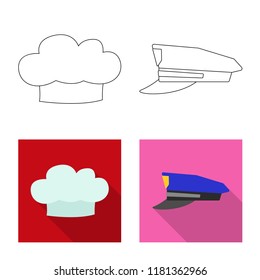 Vector design of headgear and cap logo. Set of headgear and accessory stock symbol for web.