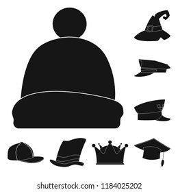Vector design of headgear and cap logo. Collection of headgear and accessory stock symbol for web.